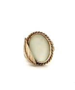 Vintage Sterling Native American Mother Of Pearl Cabochon Leaf Ring Band... - €42,98 EUR