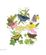 YOUTH T-shirt Butterflies L Large Cotton White Nature NWT New - $19.33 CAD