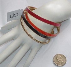 Loft Fashion Enameled Golden Bangles Bracelet Set Fuchsia Orange-Red Dark Mauve - £5.13 GBP