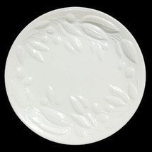 Gibson Designs OLIVE ORCHARD Salad Plate 7 3/8”D White Embossed Olives &amp; Leaves - £7.89 GBP
