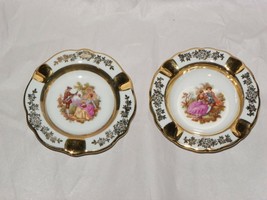 2 Limoges Castel France Porcelain Ashtrays/Trinket Dish Victorian  - £15.18 GBP