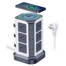 Power Strip Tower, 15W Wireless Charger Surge Protector - 12 Ac Multiple... - £74.54 GBP