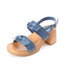 Journee Collection Women 6.5 M Blue Tia Strappy Block Heel Sandals NIB SI9 - $29.39