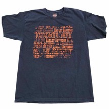 Harley Davidson Short Sleeve Black T-Shirt Red Graphic Writing Size L - $37.47 CAD