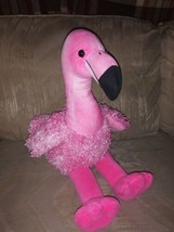 Build A Bear Workshop Flamingo Pink Bird Plush 13&quot; Sitting Curly Hair BA... - £23.79 GBP