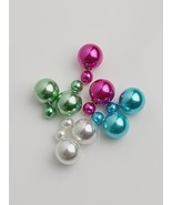 Double Pearl Stud Earrings 14 and 6mm Glass Pearl 4 Different Colors Fas... - €21,10 EUR