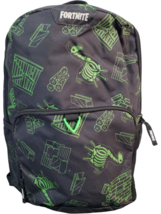 Fortnite Bag Backpack Black Green Loot Llama Shoulder Straps Zip Closure School - £7.52 GBP
