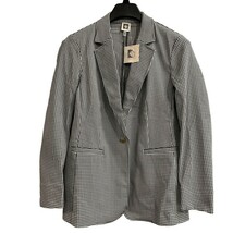 Anne Klein Blazer Womens M Black Houndstooth One Button Jacket Classic C... - $36.37