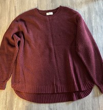 Zenana Burgundy Knit Long Sleeved Crew Neck Pullover Sweater 1X - £9.44 GBP