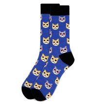 Men&#39;s Hipster Blue Cool Cats with Sunglasses Animal Funky Novelty Crew D... - $21.14