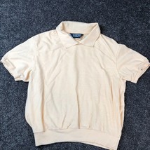 Vintage Lands End Golf Polo Womens Large Peach Collared Shirt USA Made 80s 90s - £12.40 GBP