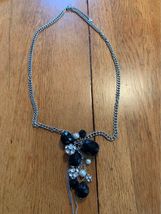 Black chain beaded necklace - £3.99 GBP