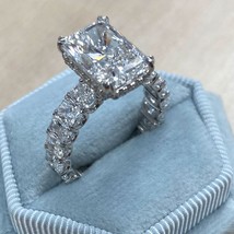 IGI 4.15CT Radiant Brilliant Cut Lab Grown Diamond 7.52 TCW Ring 14k White Gold - £9,547.36 GBP