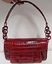 NANCY GONZALEZ  Raspberry Alligator Compartmentalized Flap Shoulder Bag ... - $989.99