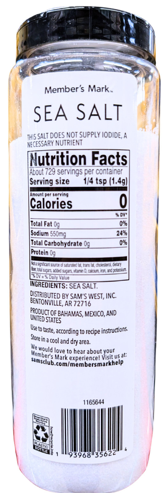 Member's Mark Sea Salt 36 Oz EXP 08/2028 Item image 2