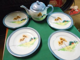 Beautiful Vintage Made in Japan TEA POT &amp; 4 DESSERT PLATES.....Tea Pot i... - £8.06 GBP