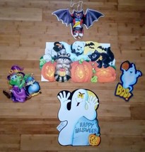 Lot of 5 VTG Halloween DieCuts  Double Sided 2 are Plastic Suction for Windows  - £11.65 GBP