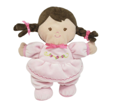 7&quot; Prestige Baby Doll Brown Hair Pink Pajamas Soft Stuffed Animal Plush Lovey - £29.07 GBP