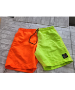 Men Surf Society Drawstring Mesh Lined Neon Orange Yellow Swim Board Sho... - $34.28 CAD