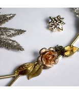 Krementz Signed 24K Pink &amp; Yellow Gold Filled Rose Leaves Overly Brooch Pin - £18.54 GBP