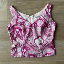 Trina Turk Los Angeles Fitted Cotton Paisley V-Neck Sleeveless Blouse Top - $33.85