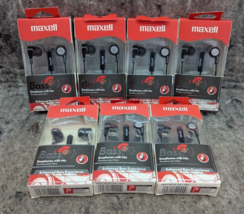 7 New Maxell Bass 13 Earphones with Built-In Mic, Heavy Bass &amp; Noise Iso... - $29.99