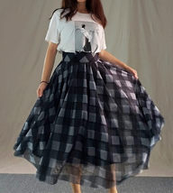 BLACK PLAID Tulle Skirt Outfit Women Plus Size A-line Tulle Midi Skirt image 3