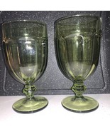 Set of 2 Green Libbey Duratuff 7&quot; Hibraitor Goblet Water Iced Tea Glasses - $30.00
