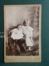 Antique Adorable Blond Little Girl W Walking Stick And Baby Brother Brooklyn Ny - £71.01 GBP