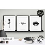 Set of 3 Trend Prints, Black Rose, But First Champagne, Black Kiss, Desi... - $30.00+
