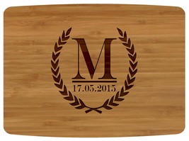 Custom Natural Bamboo Cutting Board Wedding Gift, Personalized with your Initial - £33.96 GBP