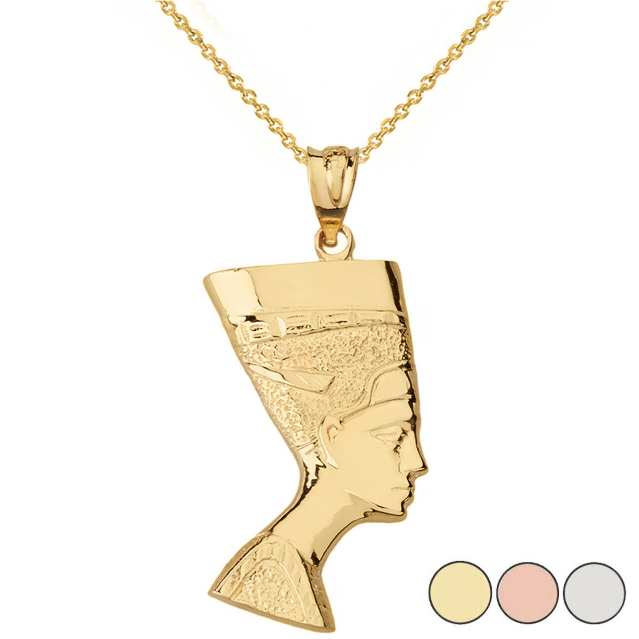 Primary image for Solid 14k Yellow Gold Egyptian Queen Nefertiti Face Statue Pendant Necklace