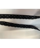 10 yards black narrow edge eyelash stretch lace trim 1/2” - $8.59