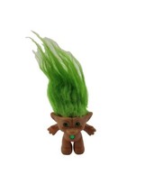 Vintage ACE Novelty Troll Doll GREEN Hair Wishstone Heart Gem Green Eyes 4&quot; - £11.35 GBP