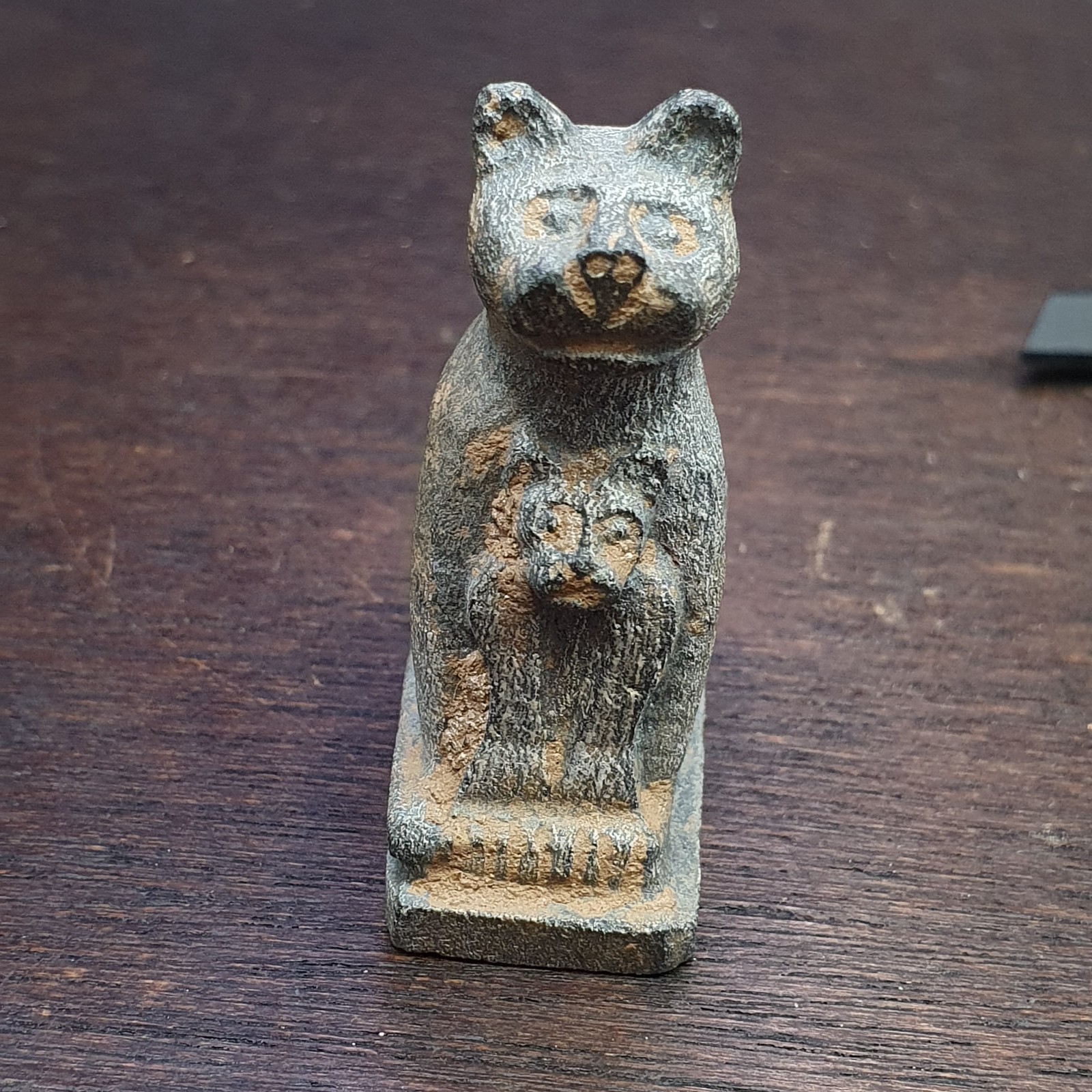 Antica statuetta animale in pietra gatti misteriosi animali perline amuleto Item image 2