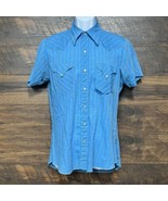Men Wrangler Shirt Bronco Japan 15.5 Flannel Pearl Snaps Western Med Blu... - $335.03 MXN