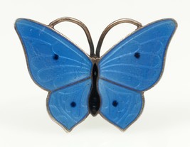 Magnus Aase Blau Emaille Schmetterling Brosche Sterlingsilber Gemacht IN... - $172.91