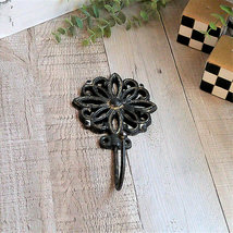 Country French Decorative Cast Iron Wall Hook Black and Gold Decor - £30.56 GBP