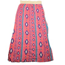 Just Be Womens A Line Maxi Pull On Skirt Size Large Geometric Pink Blue ... - $25.74