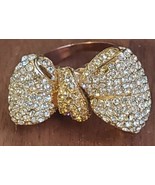 Bow Goldtone Ring Ribbon Sparkly Rhinestone Gold Tone Jewelry Size 8 READ - $14.99