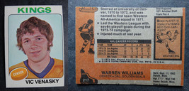 1975-76 Topps #312 Vic Venasky Los Angeles King Miscut Error Oddball Hockey Card - $4.99