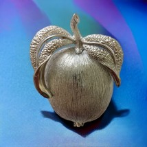 Sarah Coventry Adams Delight Apple Brooch Pendant Vintage 60s Silver Ton... - $16.81
