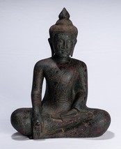 Ancien Khmer Style Se Asie Assis Bois Enlightenment Statue de Bouddha - - $635.04