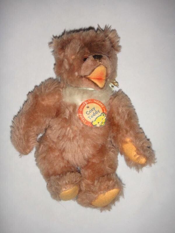 early STEIFF original MARKE COSY TEDDY BEAR w tag glass eyes matted fur - $68.26