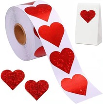 Valentines Glitter Red Heart Stickers Heart Decorative Labels 500 per Ro... - £15.39 GBP