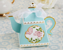 Tea Time Whimsy Teapot Blue Favor Boxes Set of 24 bridal Shower Tea Party Favors - $22.44