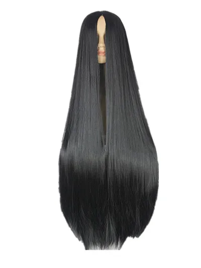 Fei-Show Black Wig 100CM/40 Inches Synthetic Heat Resistant Fiber Long Hallowe - £10.87 GBP