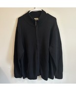 Vtg LL Bean XXL Men&#39;s Full Zip Sweater with Pockets Black Heavy Leather ... - $54.69 CAD