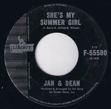 Jan &amp; Dean She&#39;s My Summer Girl 45 rpm Surf City Canadian Pressing - £3.94 GBP