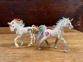 Schleich Bayala Sea Foal Unicorn 2017 and Rainbow Unicorn Foal 2016 Baby Unicorn - £15.45 GBP